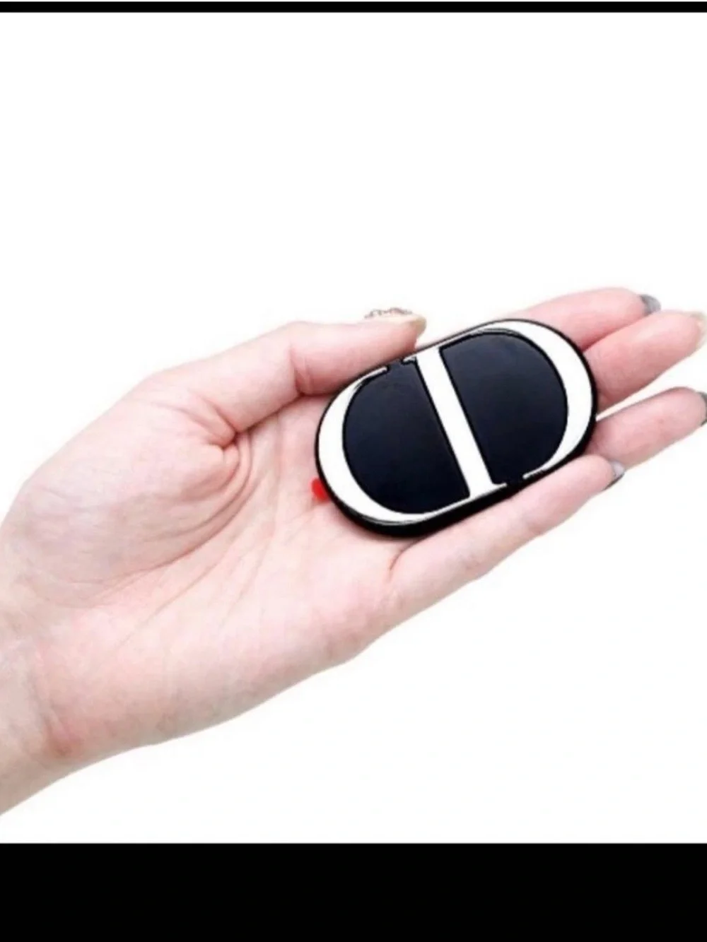 Dior Black and Silver Foldable Phone Ring Grip mirror